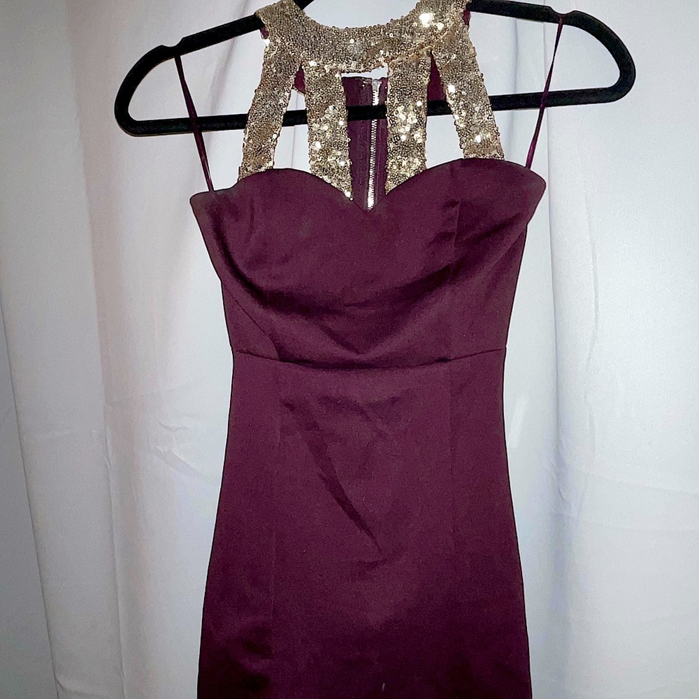 TOBI purple and gold mini dress size XS